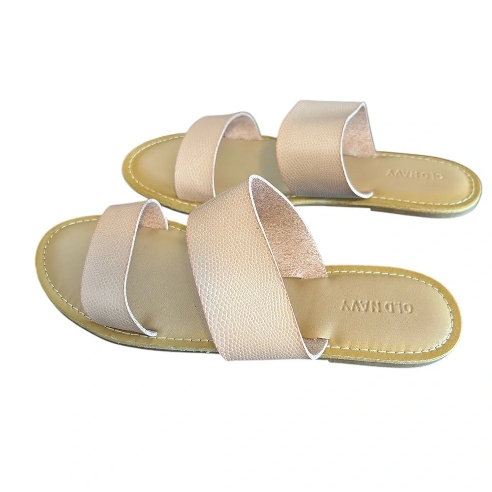Old Navy Blush Pink Double Strap Slide Sandals Women’s 7 Summer - Picture 5 of 9